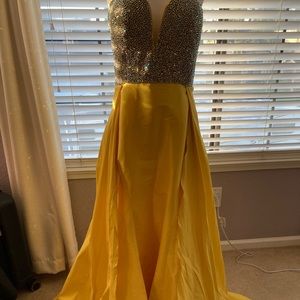Jovani Yellow Gown with overskirt